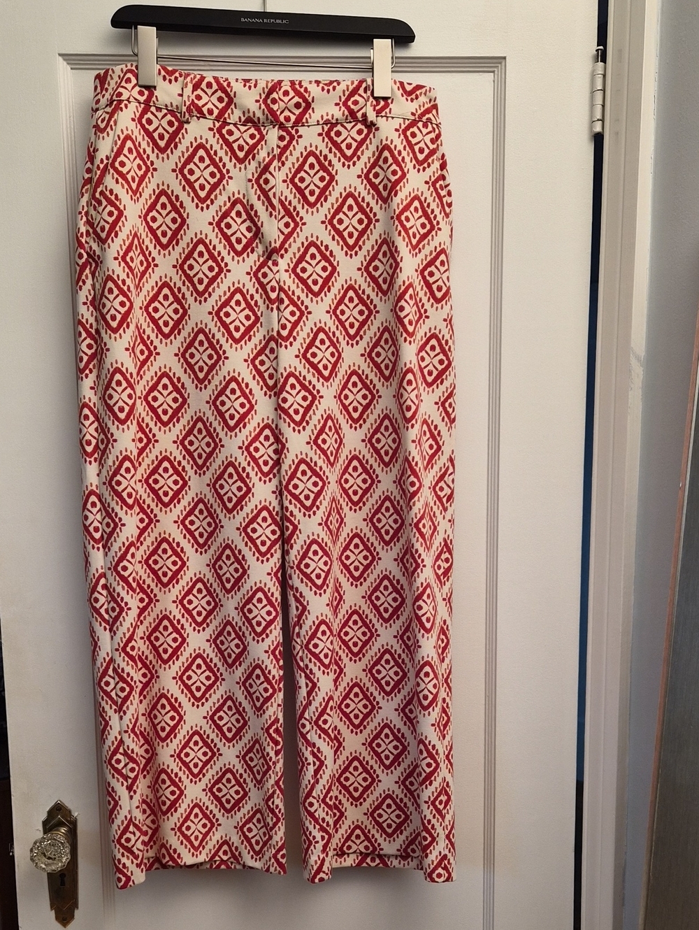 Scarlet/ Cardinal Red & Light Beige Geometric Pants